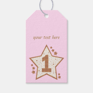 Etiquetas Para Regalos Primer rosa del cumpleaños y estrella del oro