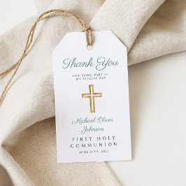 Etiquetas Para Regalos Primera comunión de chico verde religioso