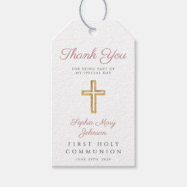 Etiquetas Para Regalos Primera comunión de las franjas rosadas Chicas