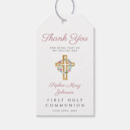 Etiquetas Para Regalos Primera Comunión del Chica de la cruz de guirnalda