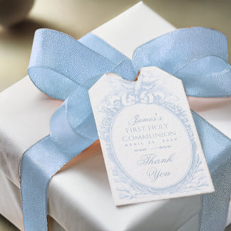 Etiquetas Para Regalos Primera Comunión Niño Azul Blanco Vintage Espíritu