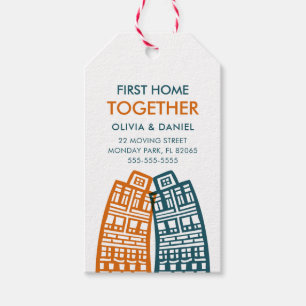 Etiquetas Para Regalos Primera tarjeta de dirección de hogar juntos con c