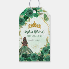 Etiquetas Para Regalos Princesa Floral de oro verde esmeralda Tiara Favor
