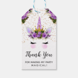 Etiquetas Para Regalos Princesa morada floral de unicornio gracias