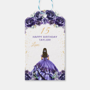 Etiquetas Para Regalos Princesa Morado Oscuro Quinceañera Feliz Cumpleaño