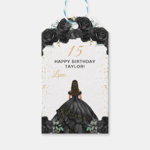 Etiquetas Para Regalos Princesa Negra Quinceañera Feliz Cumpleaños