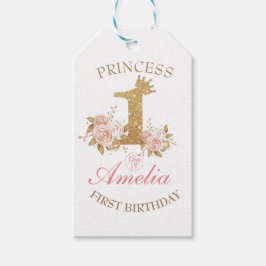 Etiquetas Para Regalos Princesa Rosa de la Corona Dorada Primer Fiesta de