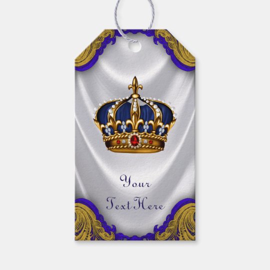 Etiquetas Para Regalos Príncipe Crown Gift Tags del oro del azul real
