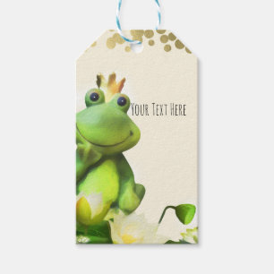 Etiquetas Para Regalos Príncipe Rana Verde y Dorado Favor Personalizado p