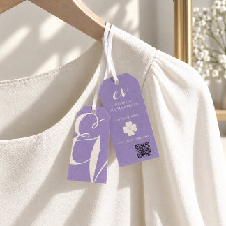 Etiquetas Para Regalos Producto Minimalista Elegante Púrpura Blanco QR Co