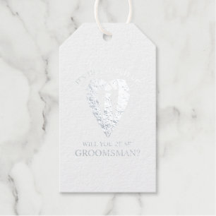 Etiquetas Para Regalos Propuesta de Demanda de Boda Plateado y Tie Grooms