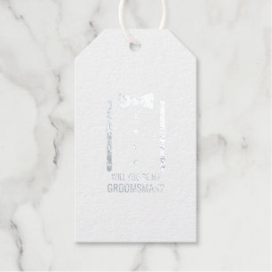 Etiquetas Para Regalos Propuesta de Groomsman personalizada de Silver Bow