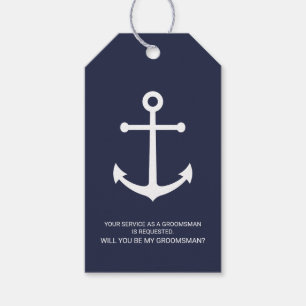 Etiquetas Para Regalos Propuesta de Groomsmen del Ancla Azul de la Marina