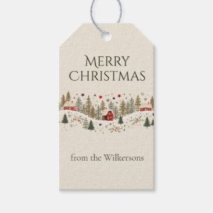 Etiquetas Para Regalos Pueblo de invierno vintage Navidades Arte popular