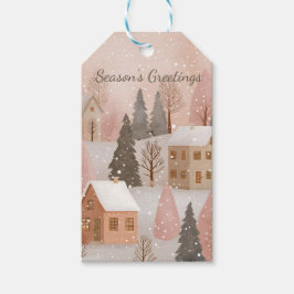 Etiquetas Para Regalos Pueblo invernal acogedor rosa suave Navidad