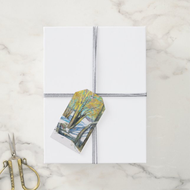 Etiquetas Para Regalos puente en invierno (Con cuerda)