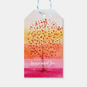 Etiquetas Para Regalos Puesta de sol árbol acuarela pintada a mano