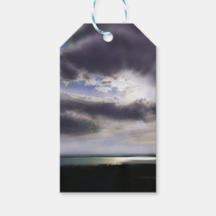 Etiquetas Para Regalos Puesta de sol sobre la pintura acuática del lago