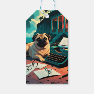 Etiquetas Para Regalos Pug Dog caballero vintage