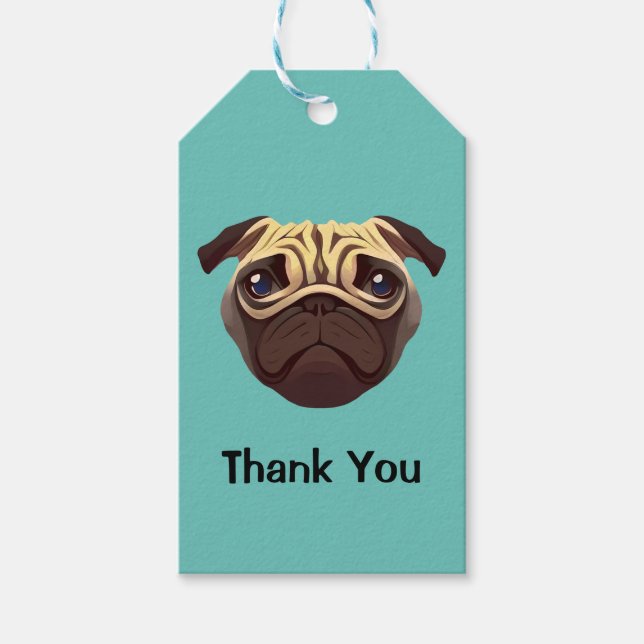 Etiquetas Para Regalos Pug Gracias (Anverso)