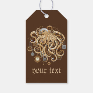 Etiquetas Para Regalos Pulpo Steampunk Retro Fantasía Mecánica