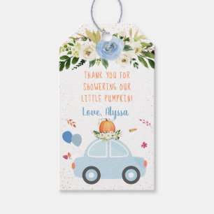 Etiquetas Para Regalos Pumpkin Boy Drive de Baby Shower Gracias