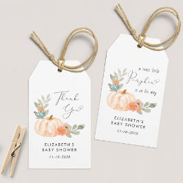 Etiquetas Para Regalos Pumpkin Watercolor Baby Shower Gracias