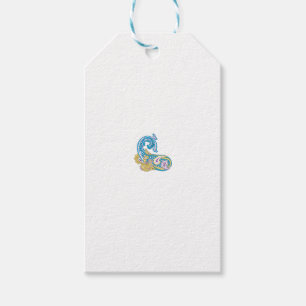 Etiquetas Para Regalos Punto, Azul Sherpa, Diseño de Arena Dorada