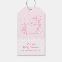 Etiquetas Para Regalos Punto de Polka Moderno Rosa Cute Unicornio Baby Sh