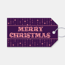 Etiquetas Para Regalos Purple and Pink Bright Stars Merry Christmas