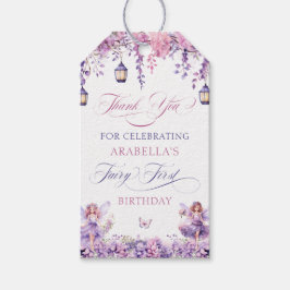 Etiquetas Para Regalos Purple Floral Fairy First Birthday Thank You