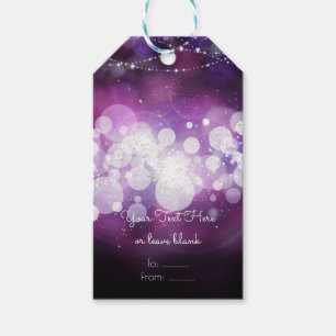 Etiquetas Para Regalos Purple Sparkle Luces Glam Cumpleaños Party Favor