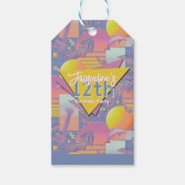 Etiquetas Para Regalos Purple Summer Vaporwave Sunset Birthday