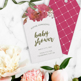 Etiquetas Para Regalos Púrpura acuarela Floral Baby Shower Favorito Tag