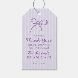 Etiquetas Para Regalos Púrpura Coquette Bow Pastel Baby Shower Favor