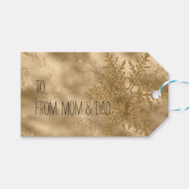 Etiquetas Para Regalos Purpurina de copo de nieve con esparcen oro