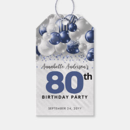 Etiquetas Para Regalos Purpurina de globo Navy Blue Silver Favor Cumpleañ