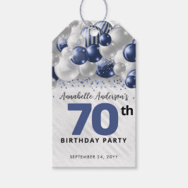 Etiquetas Para Regalos Purpurina de globo Navy Blue Silver Favor Cumpleañ