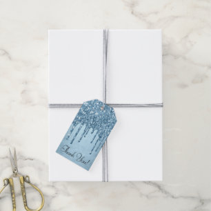 Etiquetas Para Regalos Purpurina de hielo de goteo Blue Faux Sparkle Gr