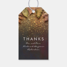 Etiquetas Para Regalos Purpurina de oro deja una boda de otoño vintage