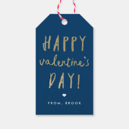 Etiquetas Para Regalos Purpurina de oro Feliz Día de San Valentín