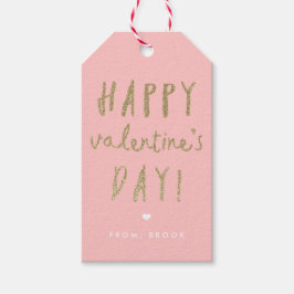 Etiquetas Para Regalos Purpurina de oro Feliz Día de San Valentín