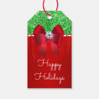 Etiquetas Para Regalos Purpurina del arco de satín rojo DIY Navidades des