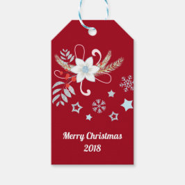 Etiquetas Para Regalos Purpurina floral Snowflakes Navidades rojos