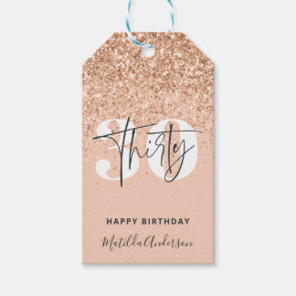 Etiquetas Para Regalos Purpurina Girly destelló moderno cumpleaños 30