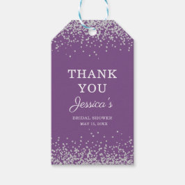 Etiquetas Para Regalos Purpurina Morada Plata Ducha Bridal Gracias