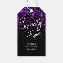 Etiquetas Para Regalos Purpurina morado espumoso negro cualquier cumpleañ