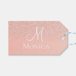 Etiquetas Para Regalos Purpurina rosado moderno rompe el nombre del monog
