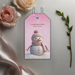 Etiquetas Para Regalos Purpurina rosado Winter Snowman Baby Shower