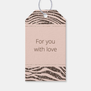 Etiquetas Para Regalos Purpurina Rubor Chocolate Brown Cream Zebra